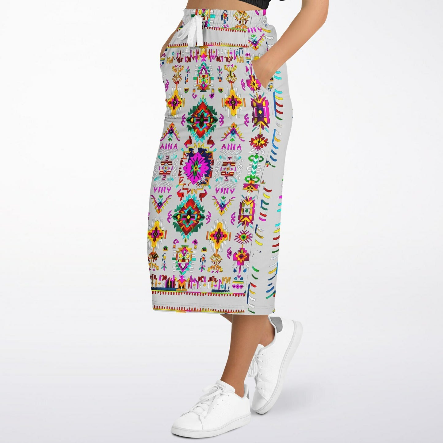 We Are Israel Tribal Fusion Fashion Long Pocket Skirt Grey