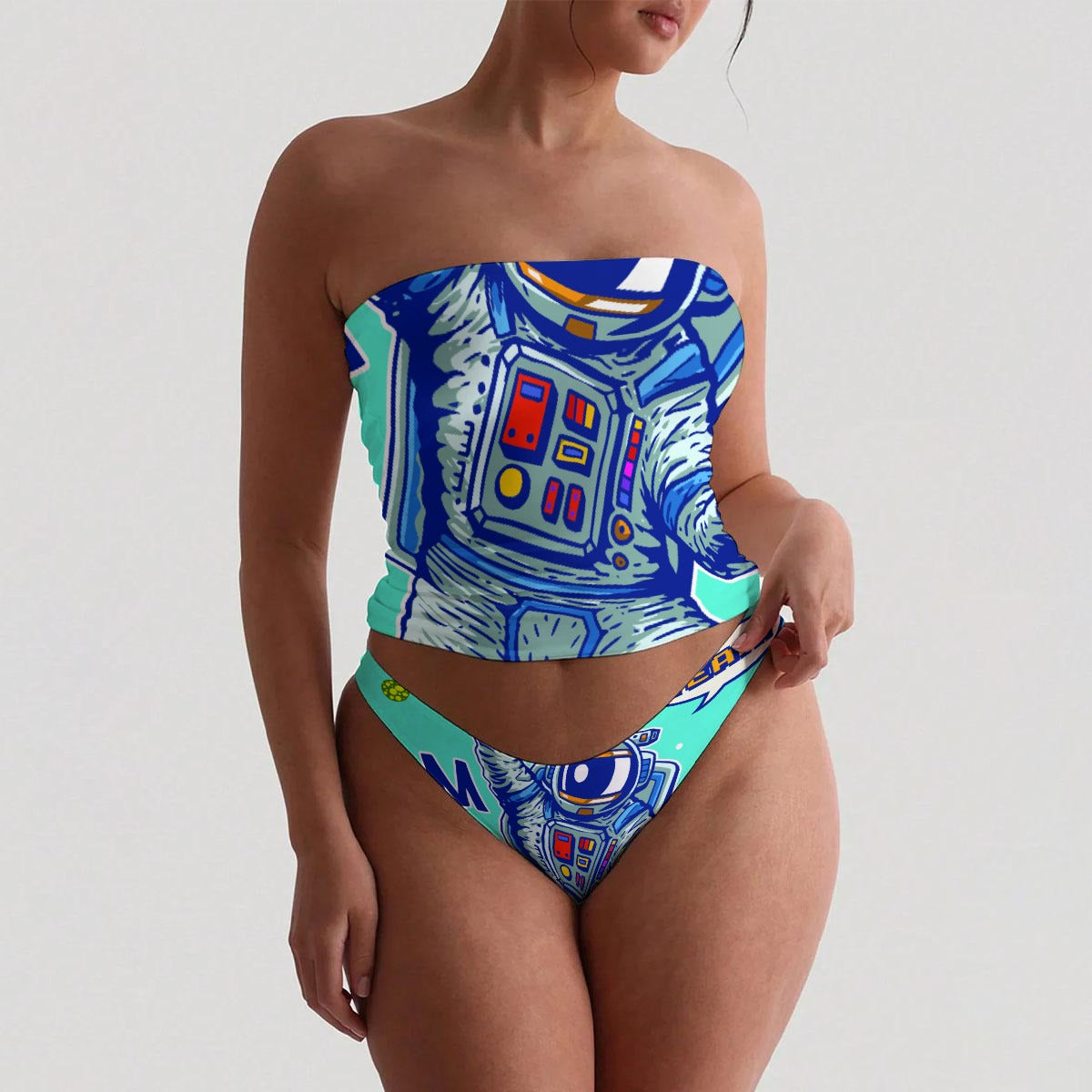 Explore Me All-Over Print Women's Strapless Tube Top Set