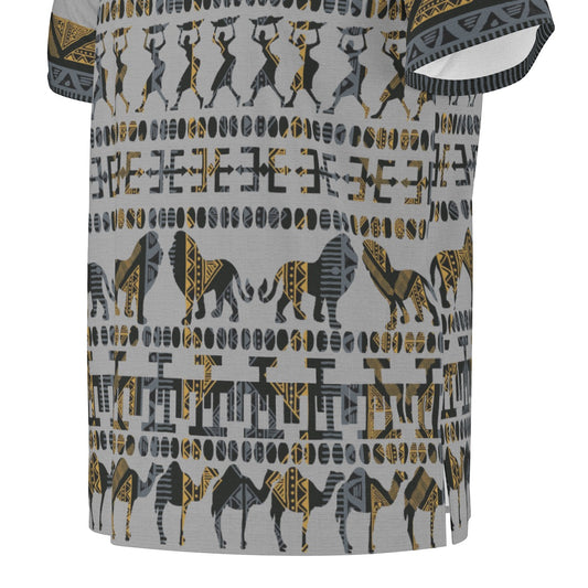 Grey Traditional Men's African Dashiki Shirt shirt - product image 2 in gray alternate view