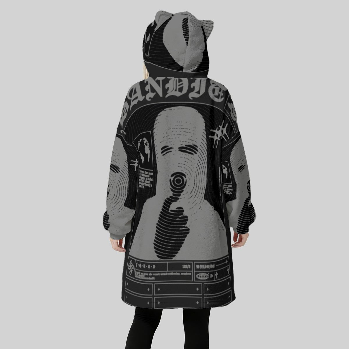 Obey All-Over Print Women's Fleece Oversized Hoodie Blanket With Decorative Ears