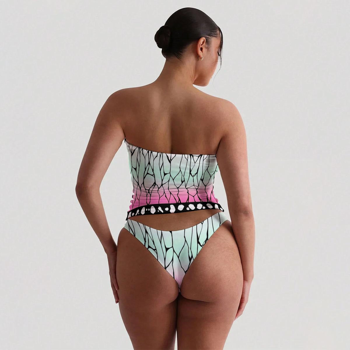 Shinobu Print Women's Strapless Tube Top Set