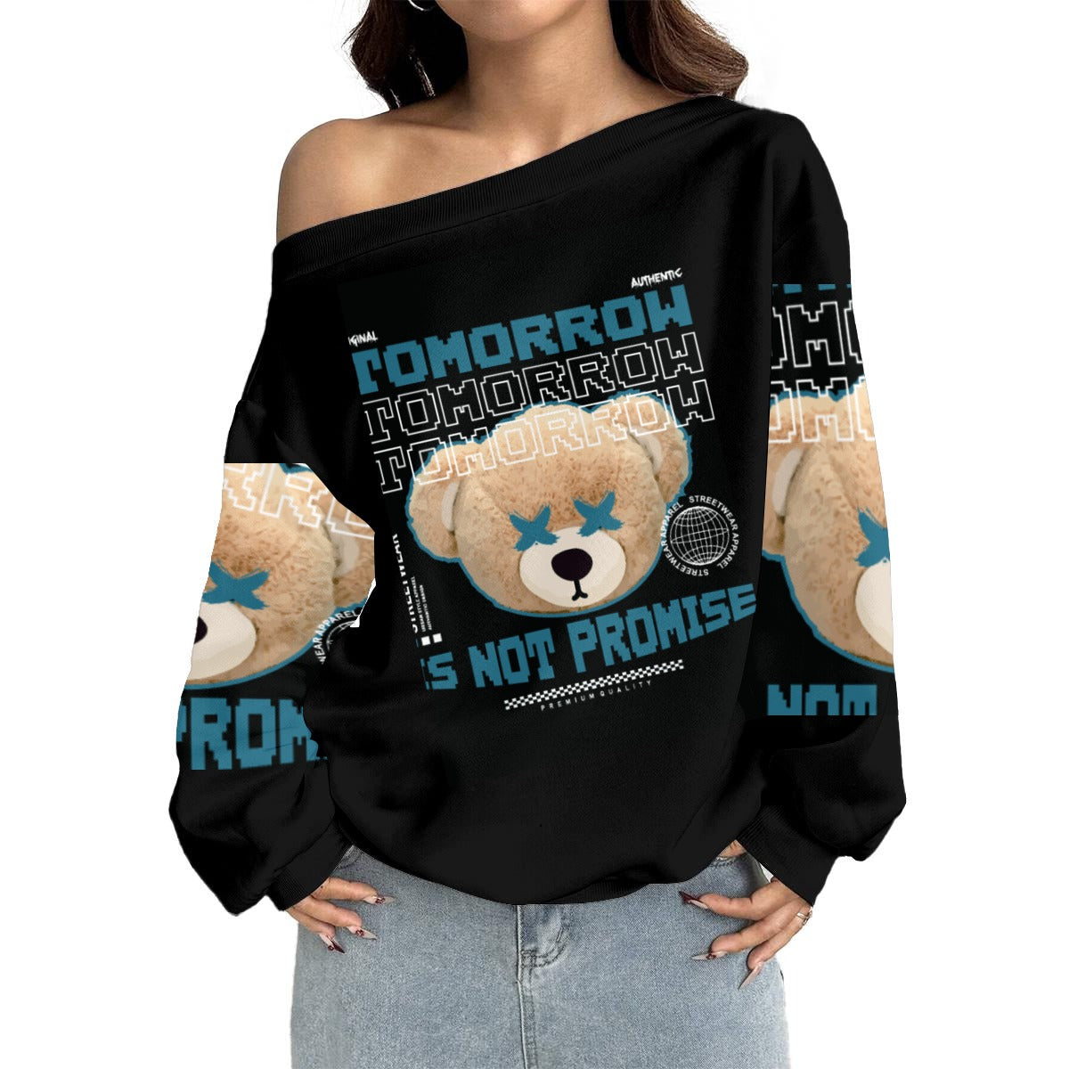 Women's Off-Shoulder Tomorrow Not Promised Sweatshirt with Micro-Fleece Lining|DTF
