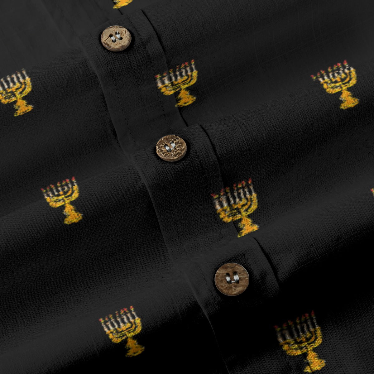 Menorah Men's Breathable Black Bamboo Cotton Shirt