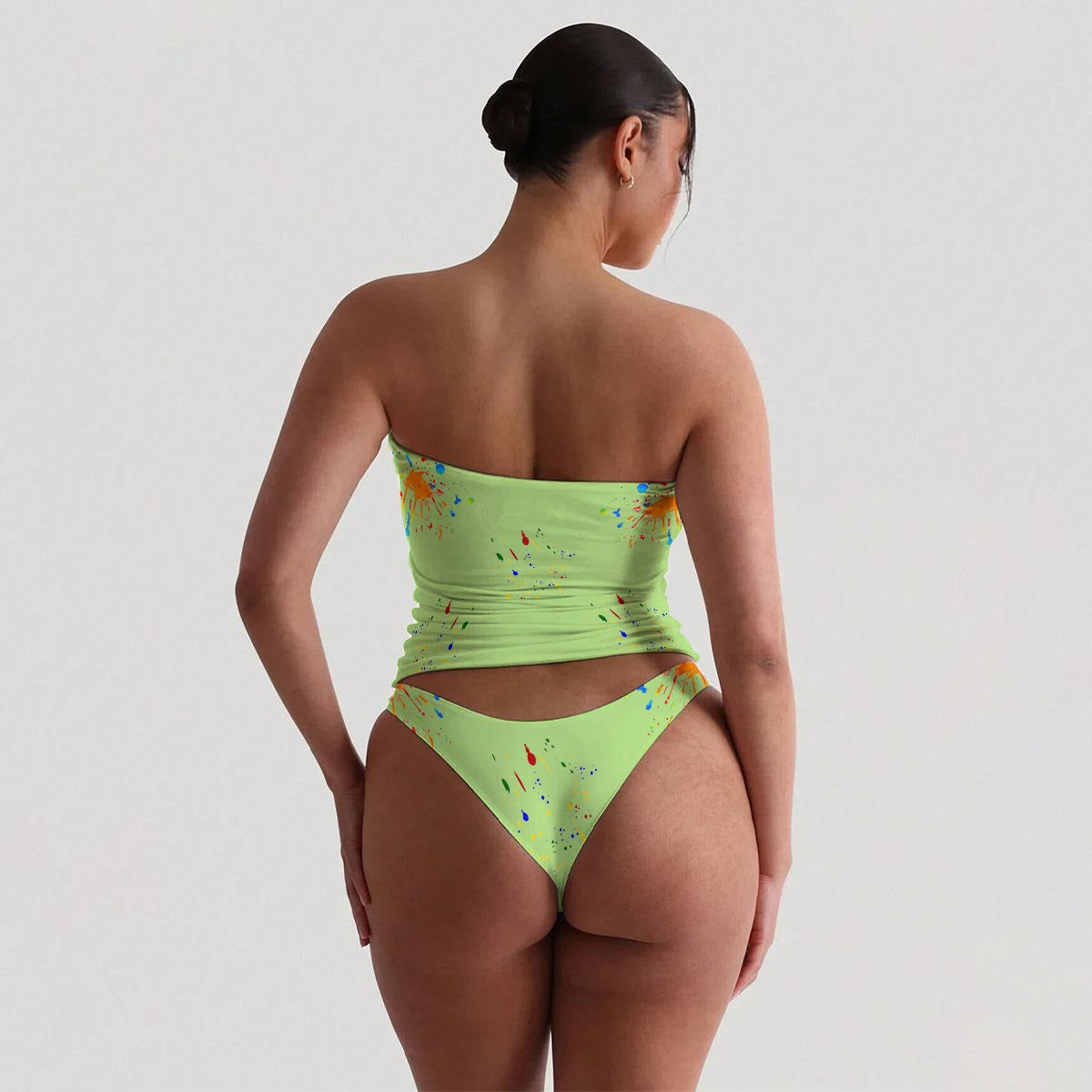 All-Over Print Women's Strapless Tube Top Set