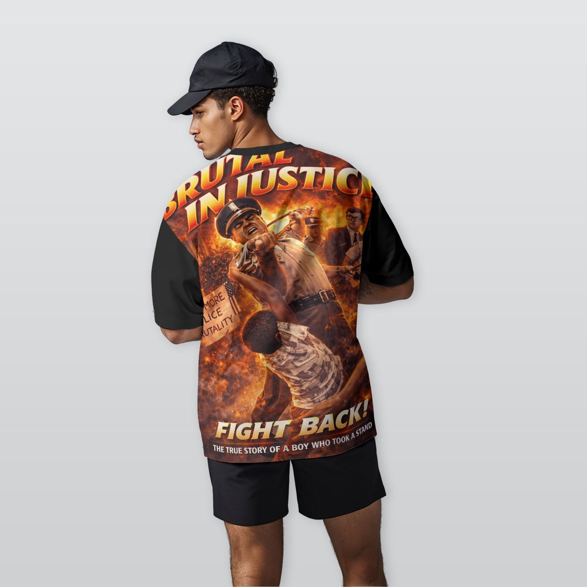 Injustice All-Over Print Men’s Oversize Crewneck T-Shirt|230GSM Cotton
