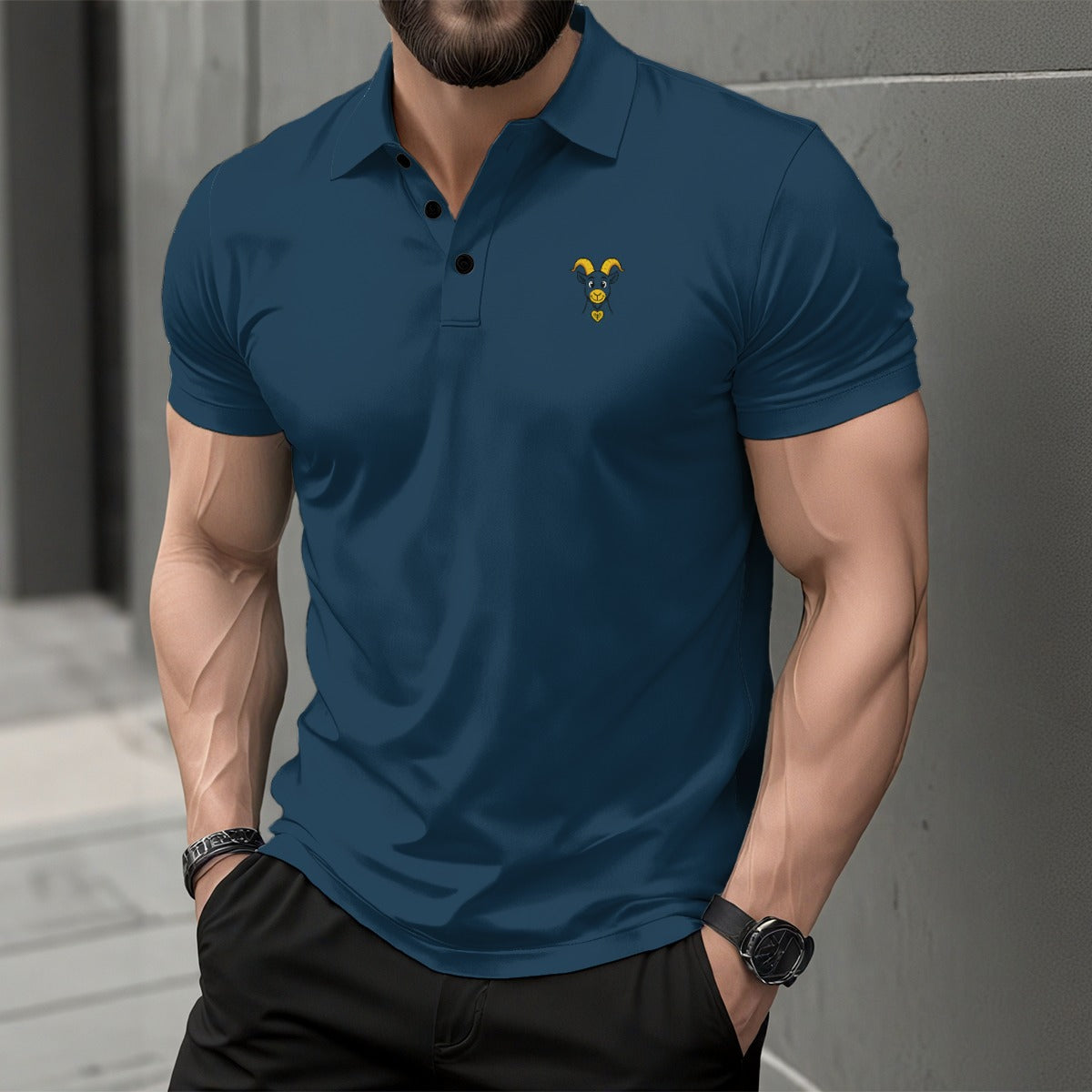 All-Over Print Men's Short Sleeve Button Polo Shirt