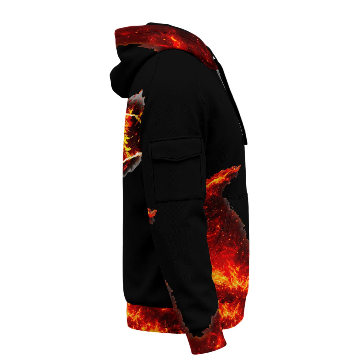 Anime Rengoku All-Over Print Men’s Fleece Half-Zip Hoodie With Arm Pockets