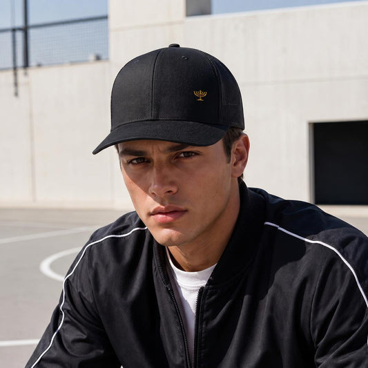 Menorah Embroidery Curved Mesh Cap For Golf alternate view