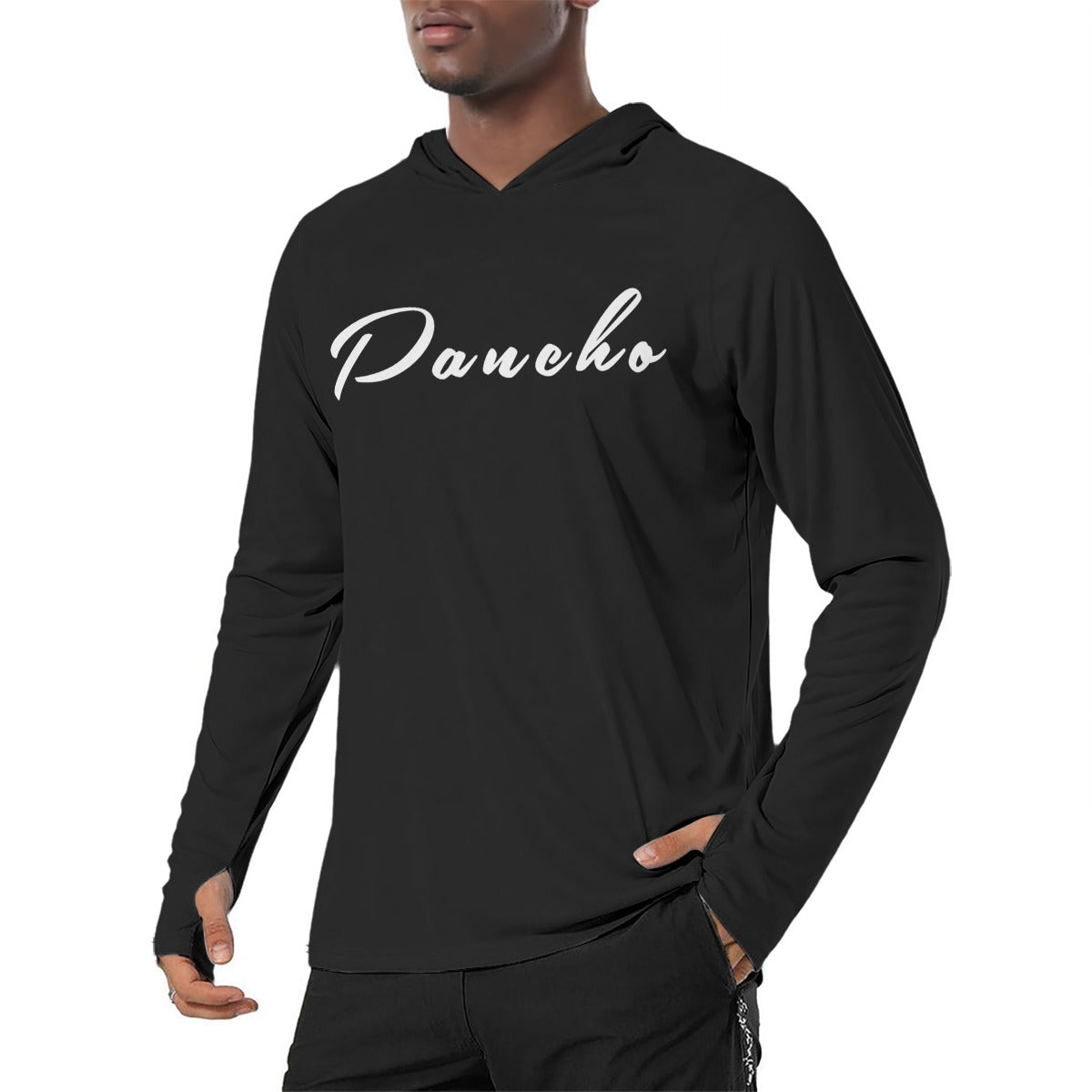 Pancho Black Men's & Women's Sunscreen Sports Hoodie With Thumb Holes