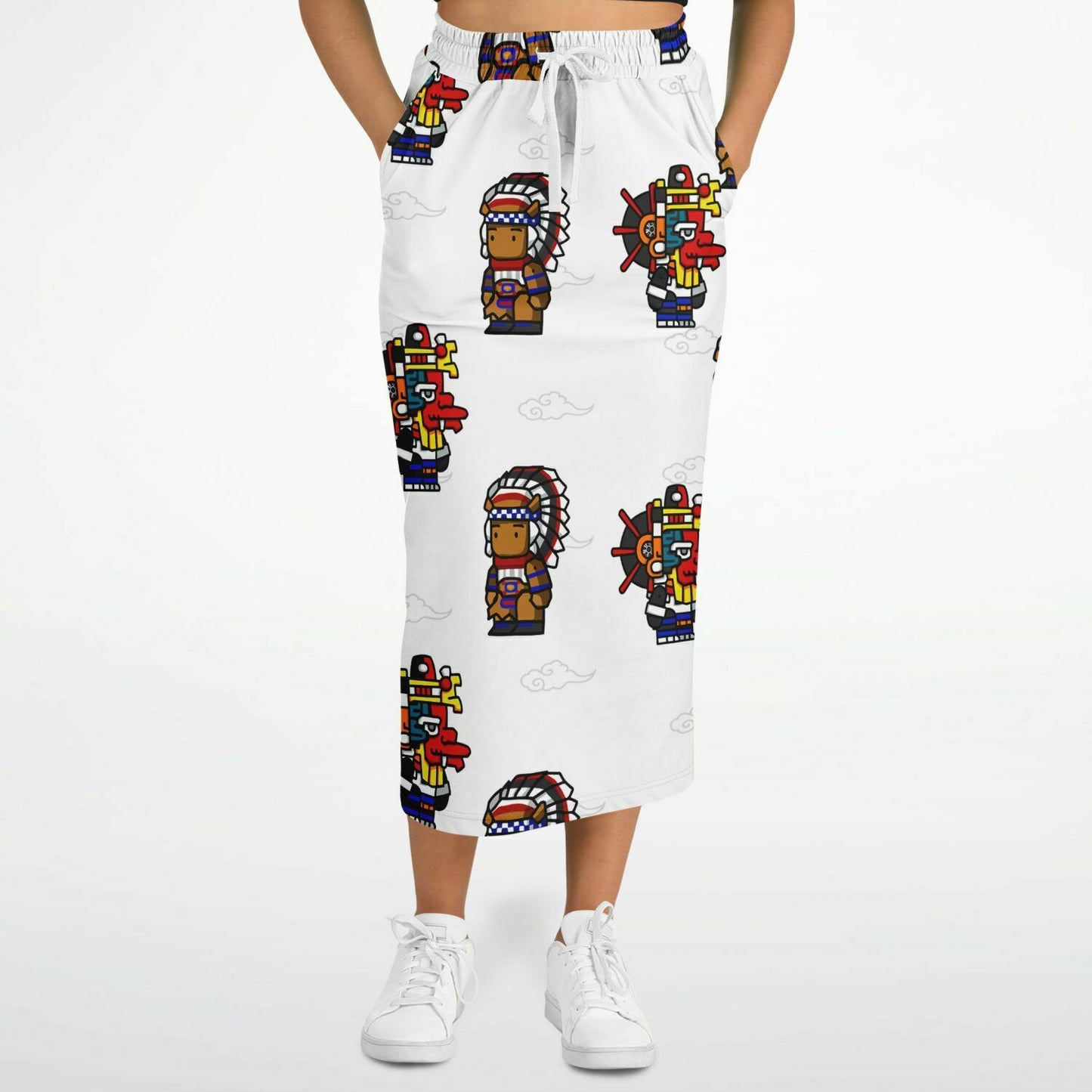 Northern Kingdom 10 Tribesmen Fashion Long Pocket Skirt White