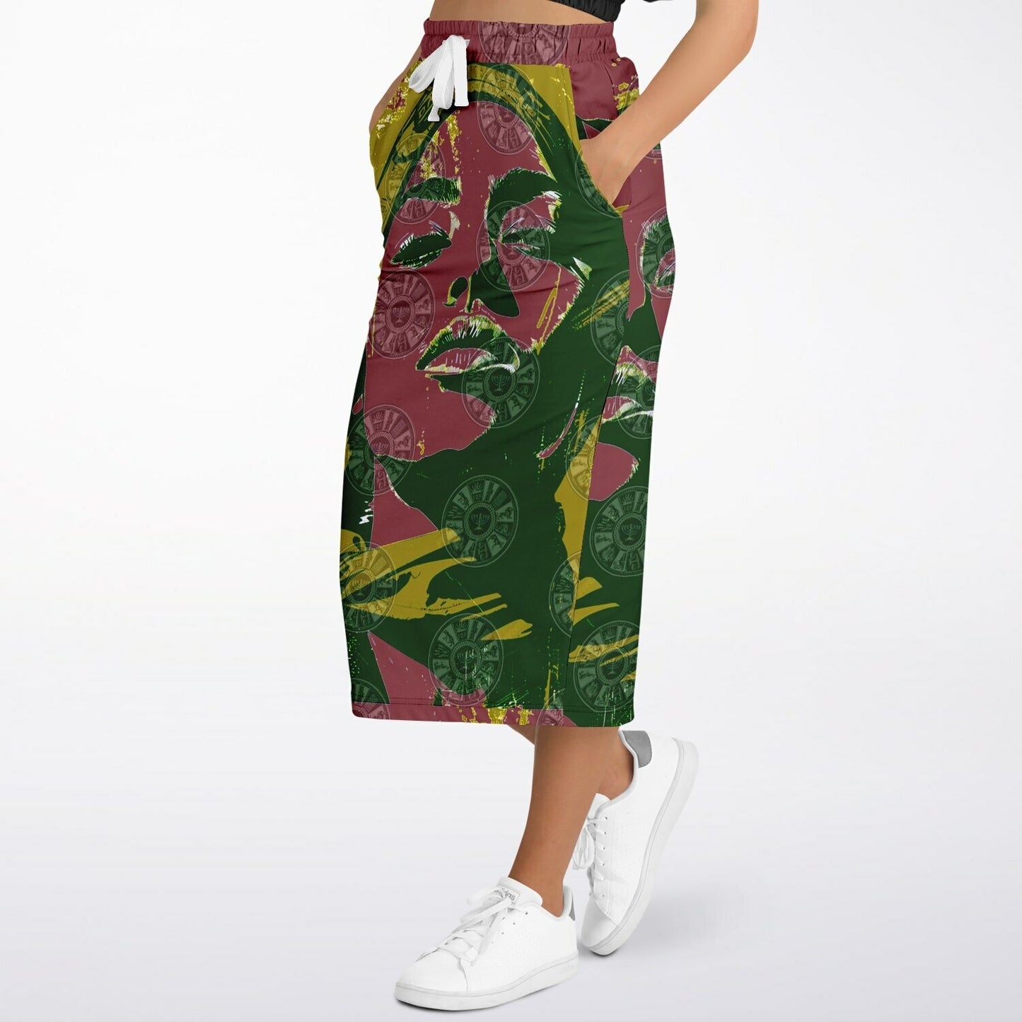 We Are Israel Green Lantern Fashion Long Pocket Skirt Earthy
