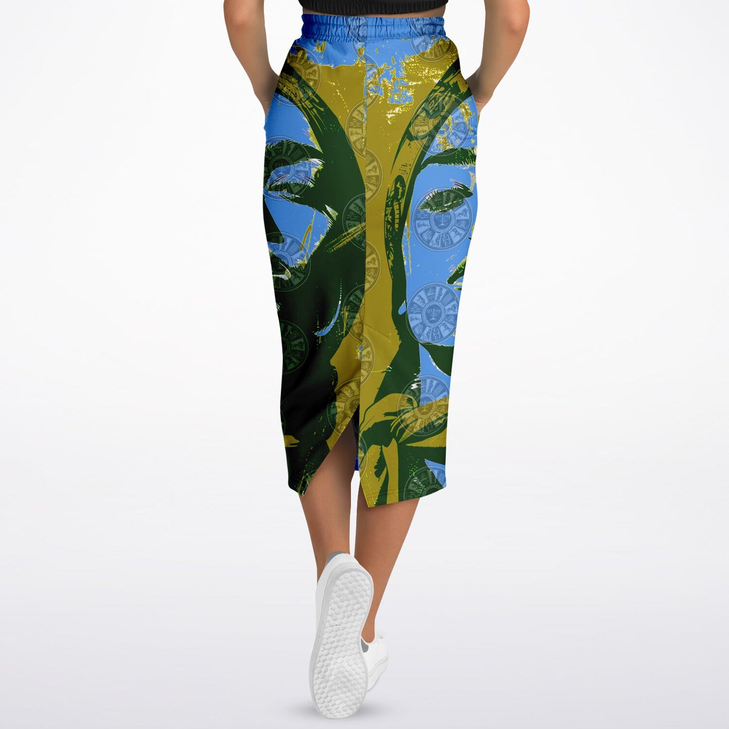 We Are Israel Green Lantern Fashion Long Pocket Skirt Sky Blue
