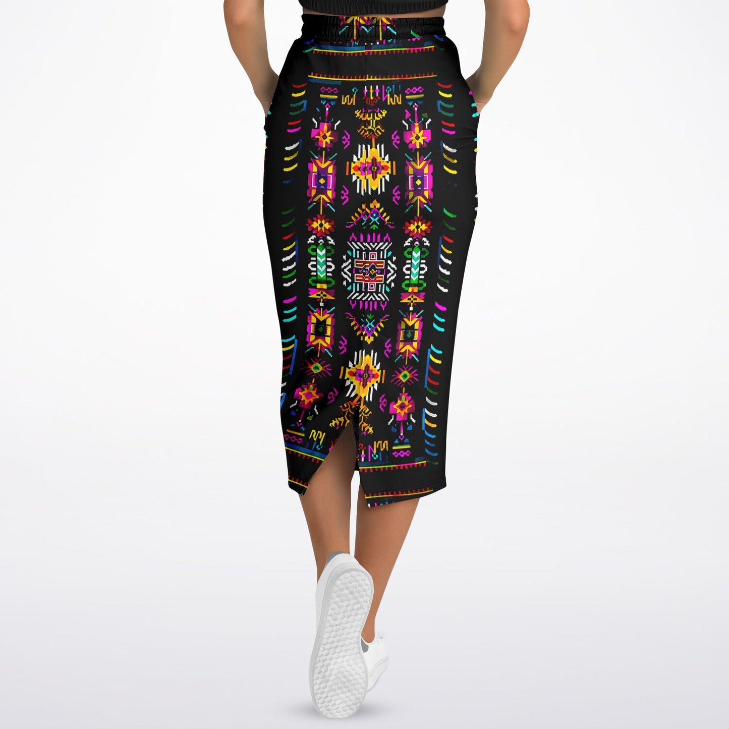 We Are Israel Tribal Fusion Fashion Long Pocket Skirt Black