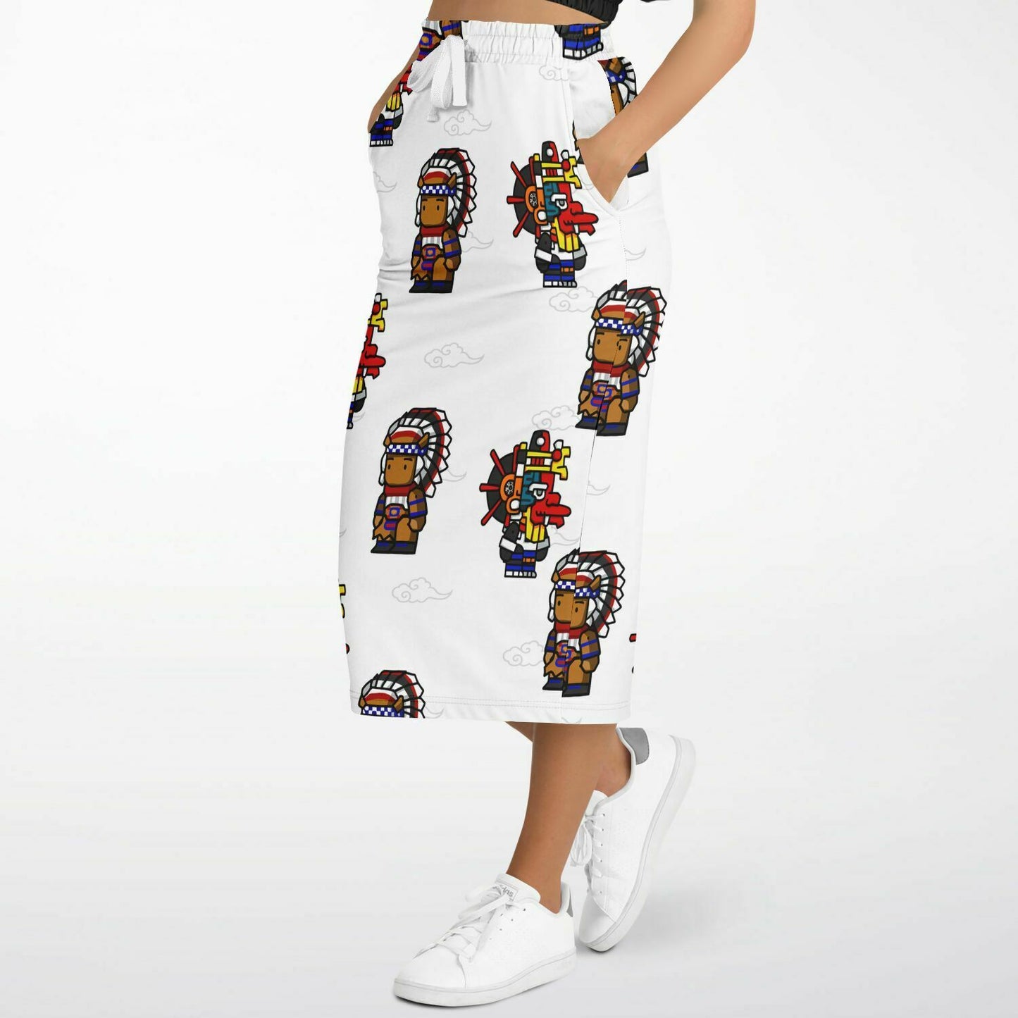 Northern Kingdom 10 Tribesmen Fashion Long Pocket Skirt White