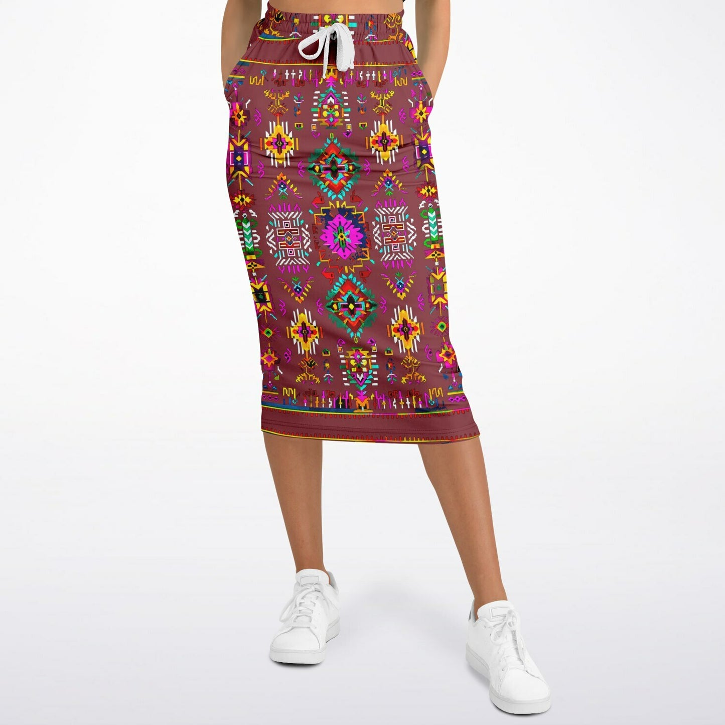 We Are Israel Tribal Fusion Fashion Long Pocket Skirt Earthy