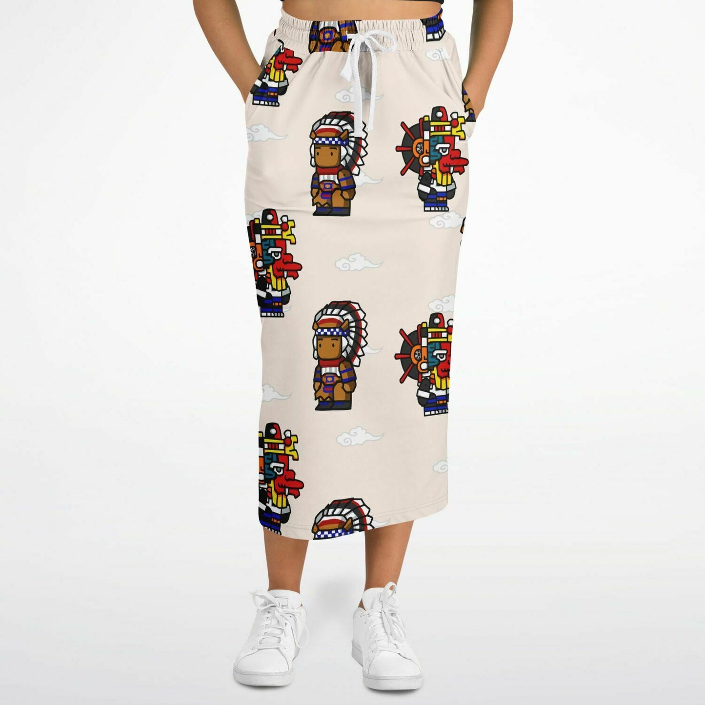Northern Kingdom 10 Tribesmen Fashion Long Pocket Skirt Creme