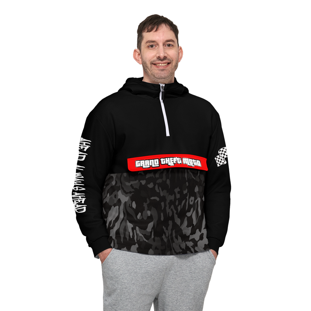 Grand Theft Moto Unisex Fleece-Lined Quarter Zip Pocket Hoodie