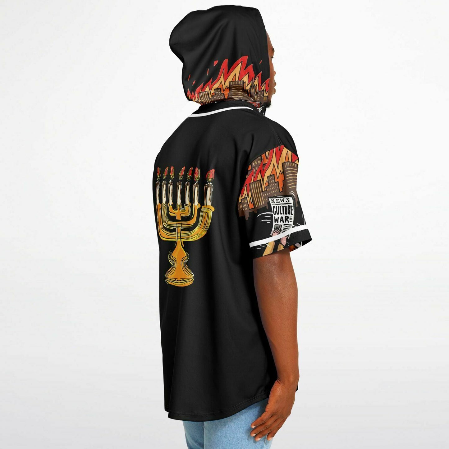 House Of Joseph Co News Flash Hooded Baseball Jersey Black