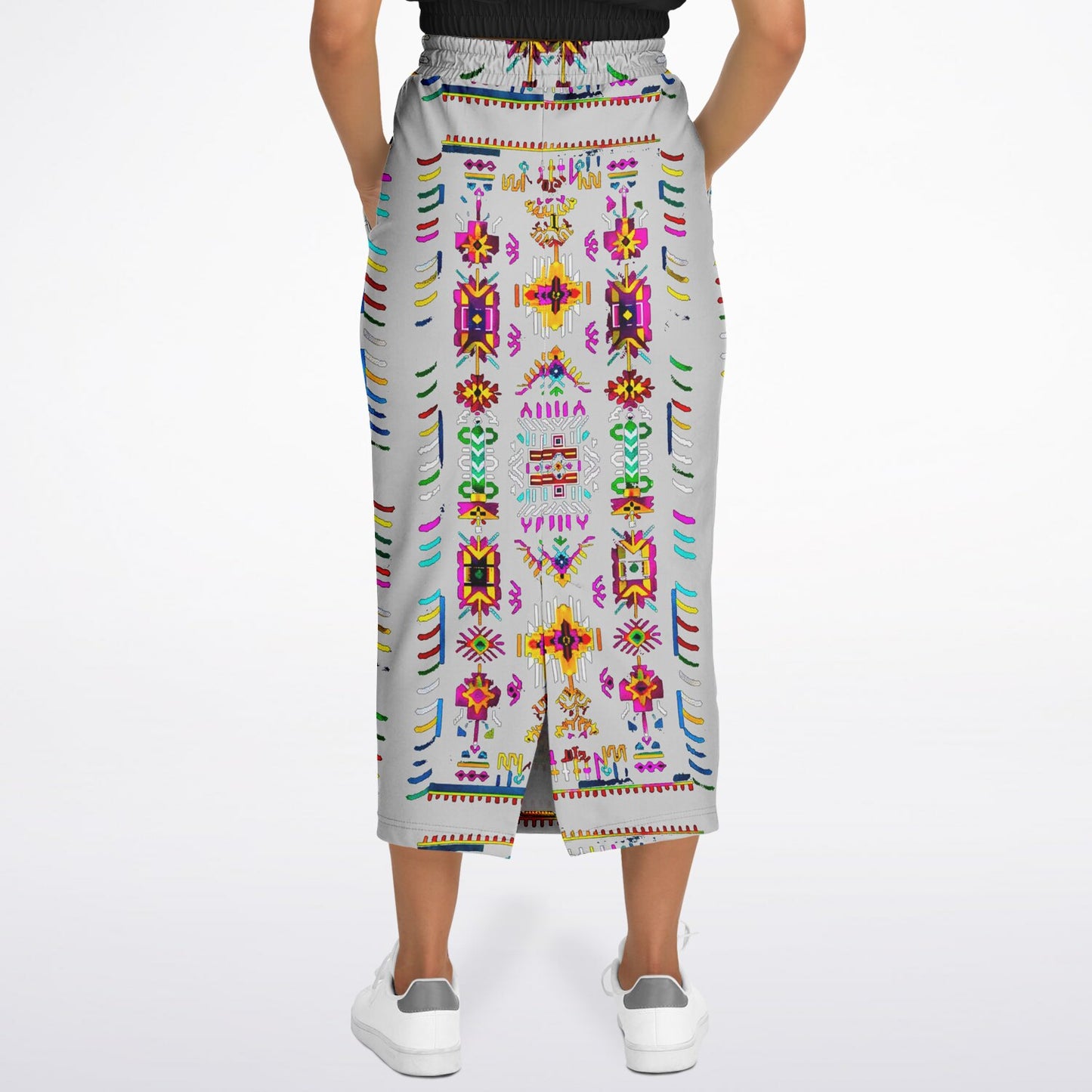 We Are Israel Tribal Fusion Fashion Long Pocket Skirt Grey