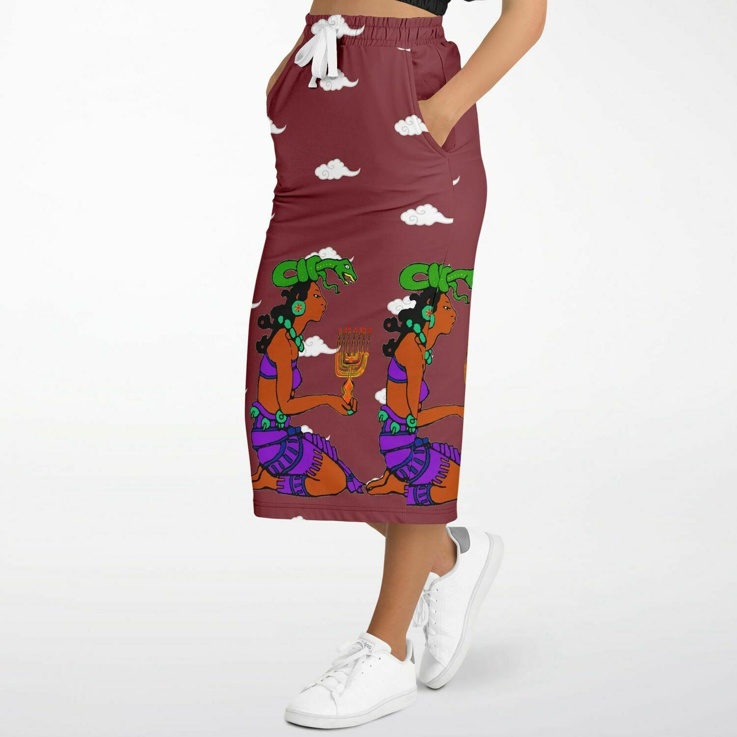 Northern Kingdom Princess Fashion Long Pocket Skirt Wine Red
