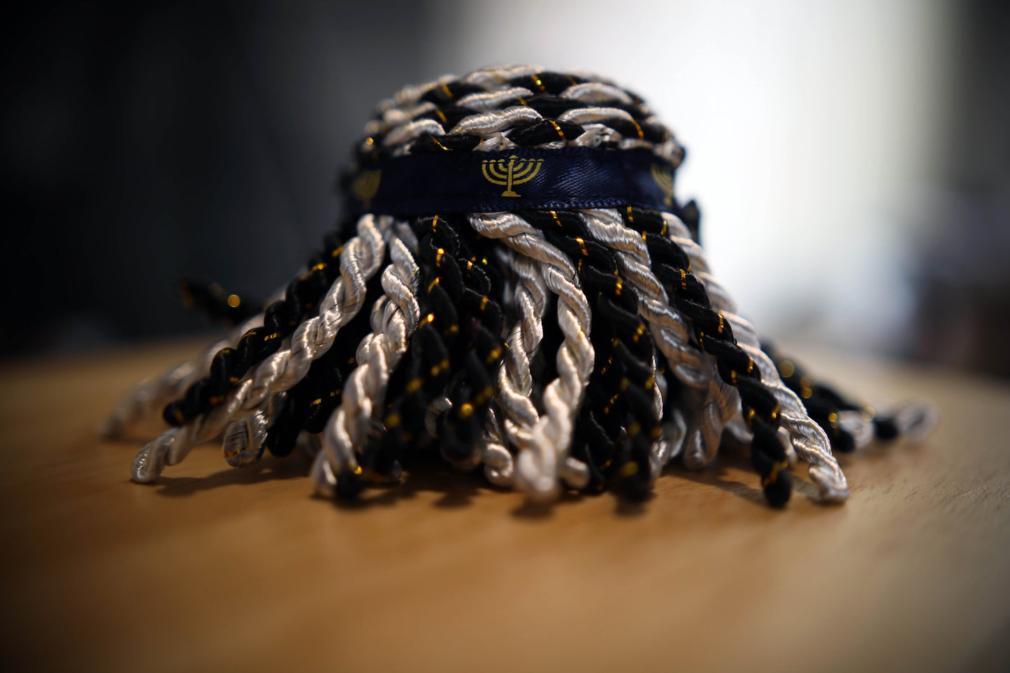 Electrum Bullion Fringe: Navy Blue Border, 2.5 Inch