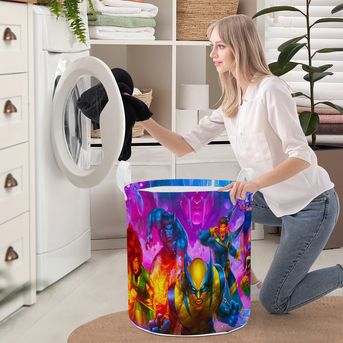 The Incredible Super Heroes X Mutants Comics Cartoon Round Laundry Basket