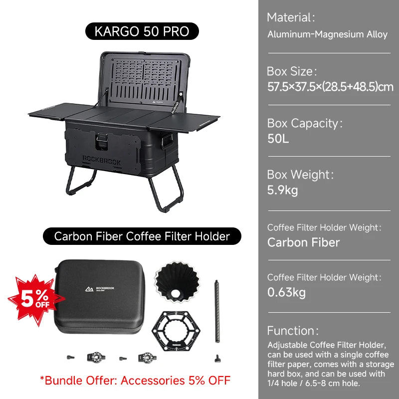 NOMAD OUTDOOR SUPPLY-Outdoor Camp Coffee Table Small Black Multifunctional Square Design Nesting Foldable Smart Luxury Aluminum