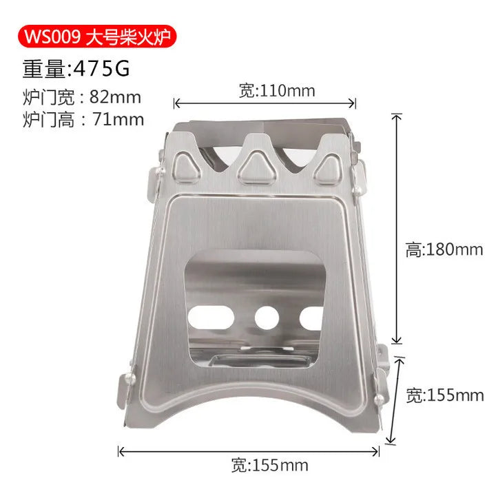 Portable Stainless Steel 304 Card Stove for Outdoor Camping & Hiking Detachable Foldable BBQ Stove Camping Accessories