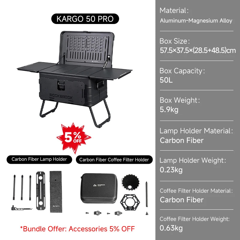 NOMAD OUTDOOR SUPPLY-Outdoor Camp Coffee Table Small Black Multifunctional Square Design Nesting Foldable Smart Luxury Aluminum