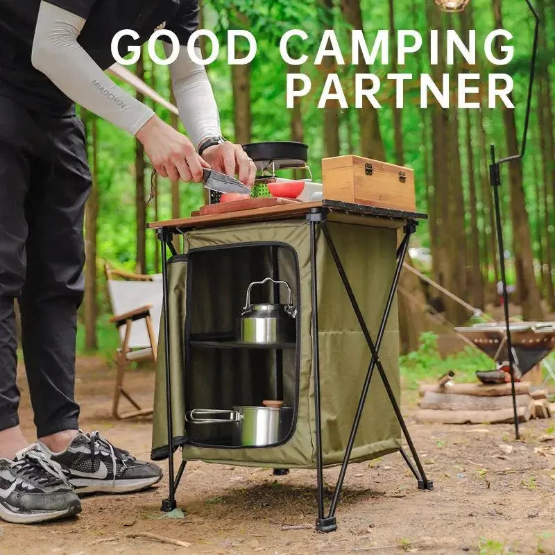 NOMAD OUTDOOR SUPPLY-Portable Outdoor Storage Cabinet Camping Picnic Table with Organizer Practical Outdoor Furniture for Campers