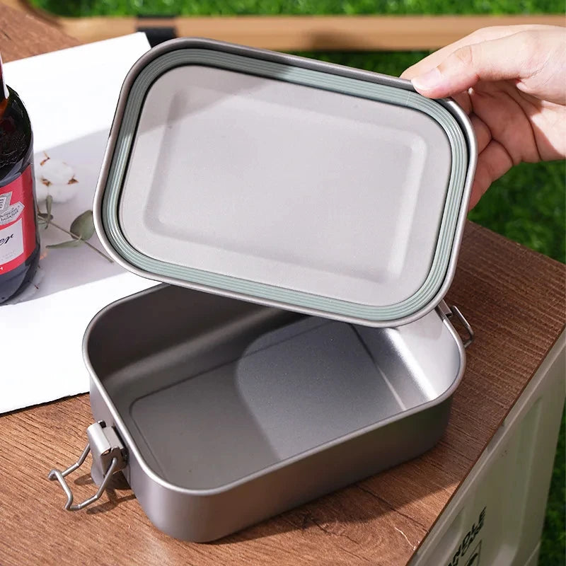 NOMAD OUTDOOR SUPPLY-1200ml Large Size Pure Titanium Outdoor Lunch Box Portable With Handle for Picnic Hiking Camping Food Box
