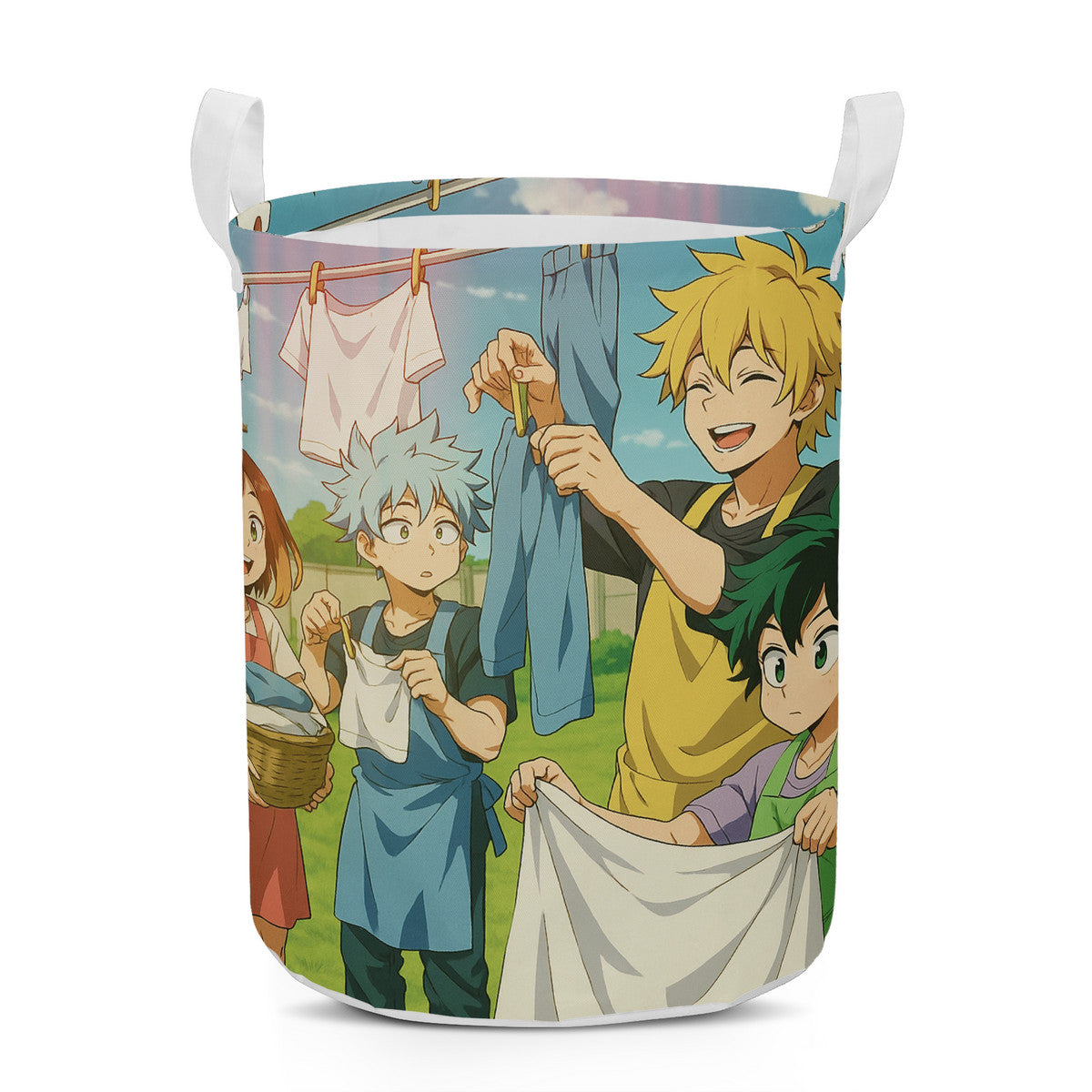Family Anime Laundro Round Laundry Basket