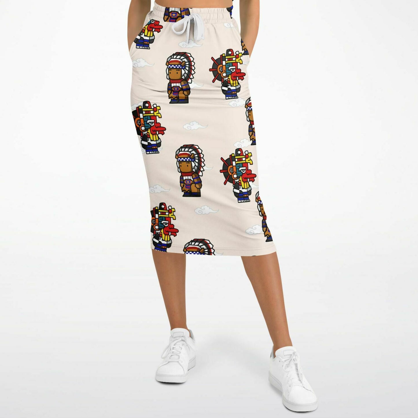 Northern Kingdom 10 Tribesmen Fashion Long Pocket Skirt Creme