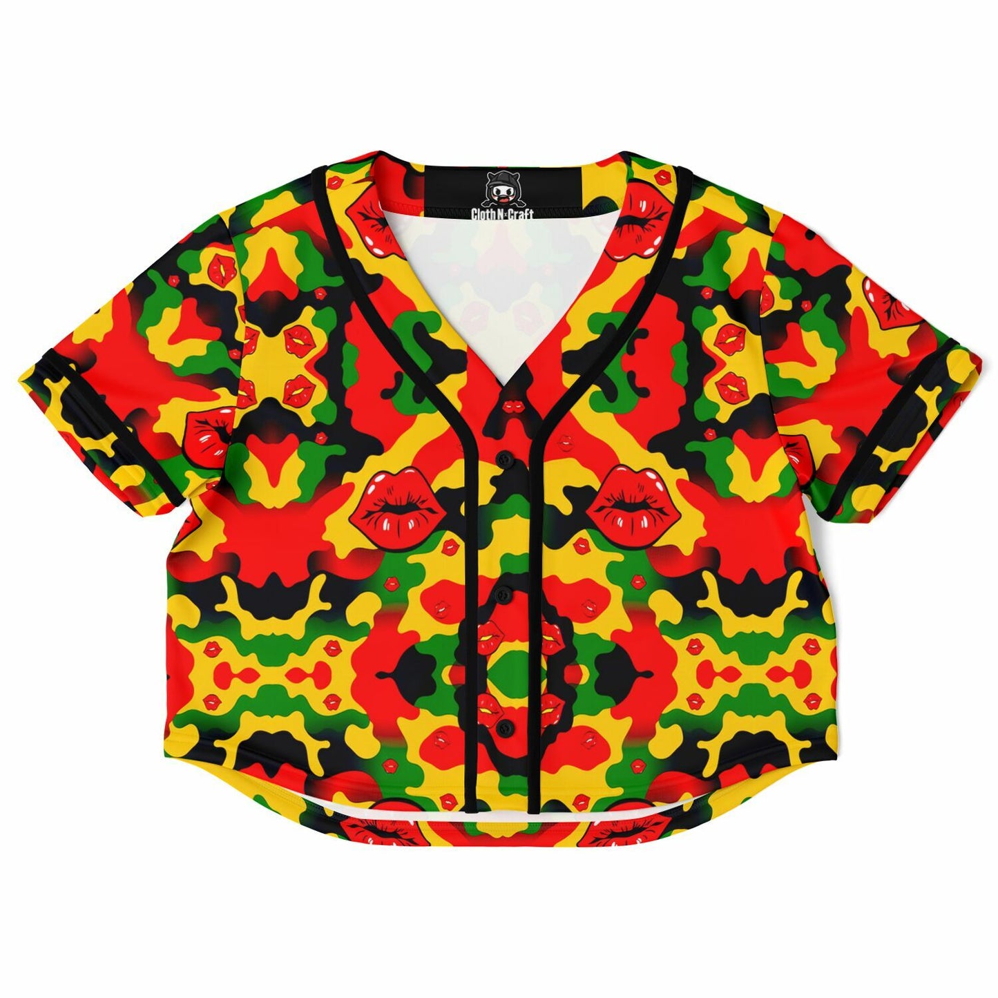 Kiss Me All-Over Cropped Baseball Jersey