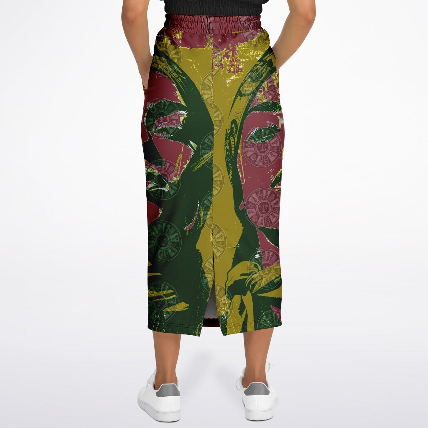 We Are Israel Green Lantern Fashion Long Pocket Skirt Earthy