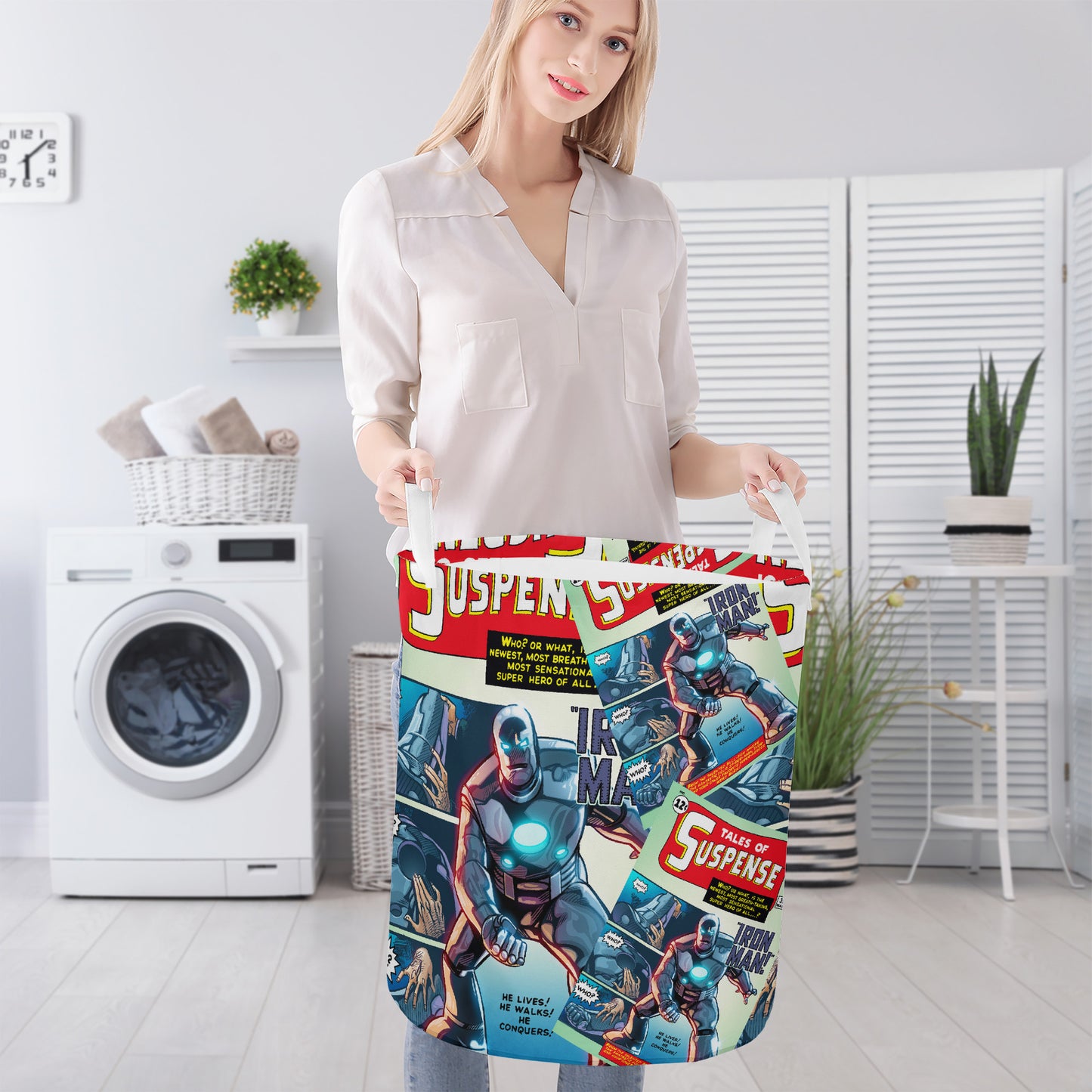 Indestructible Man Of Iron Comic Laundry Basket
