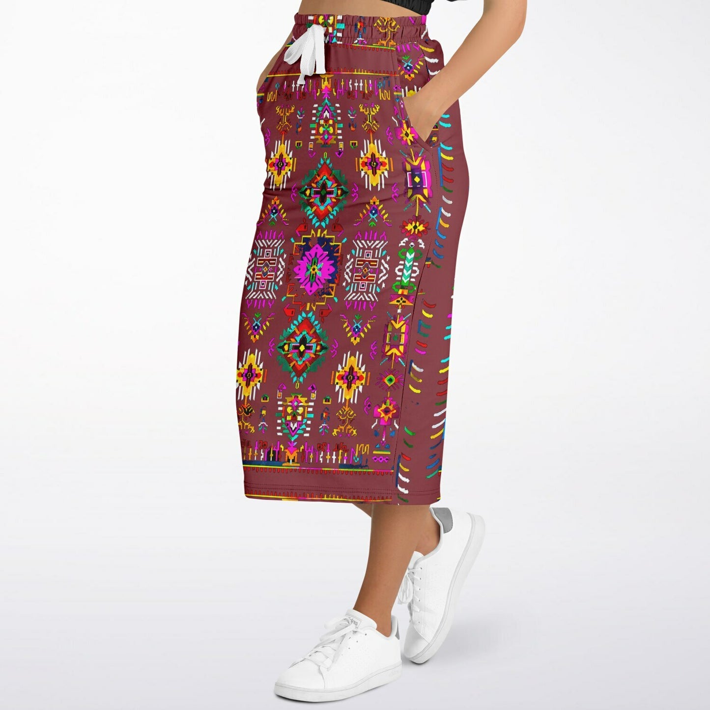 We Are Israel Tribal Fusion Fashion Long Pocket Skirt Earthy