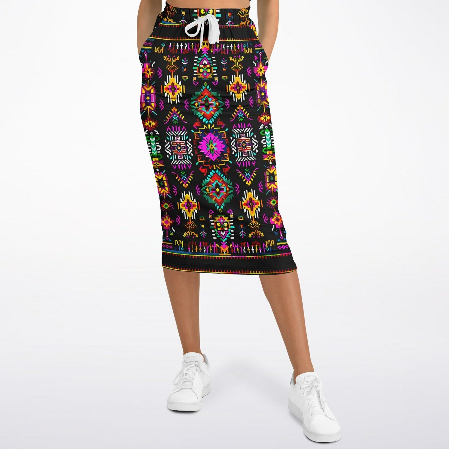 We Are Israel Tribal Fusion Fashion Long Pocket Skirt Black