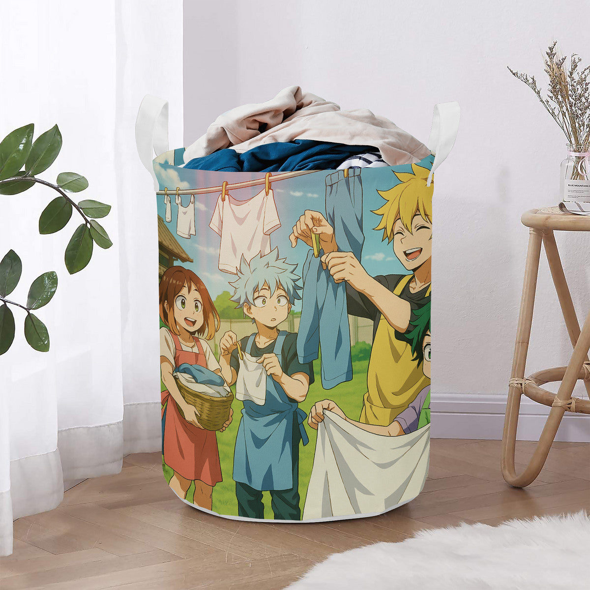 Family Anime Laundro Round Laundry Basket