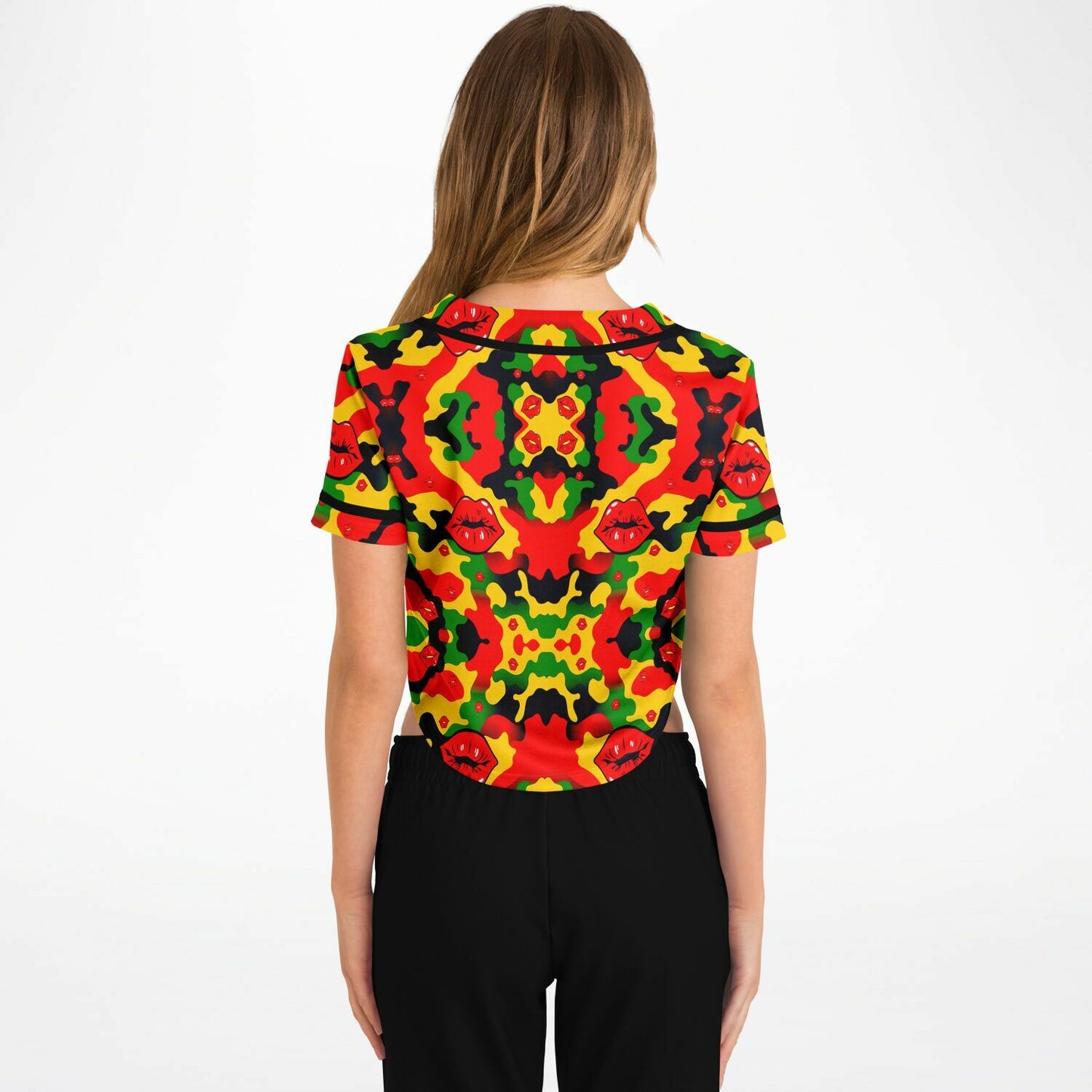 Kiss Me All-Over Cropped Baseball Jersey