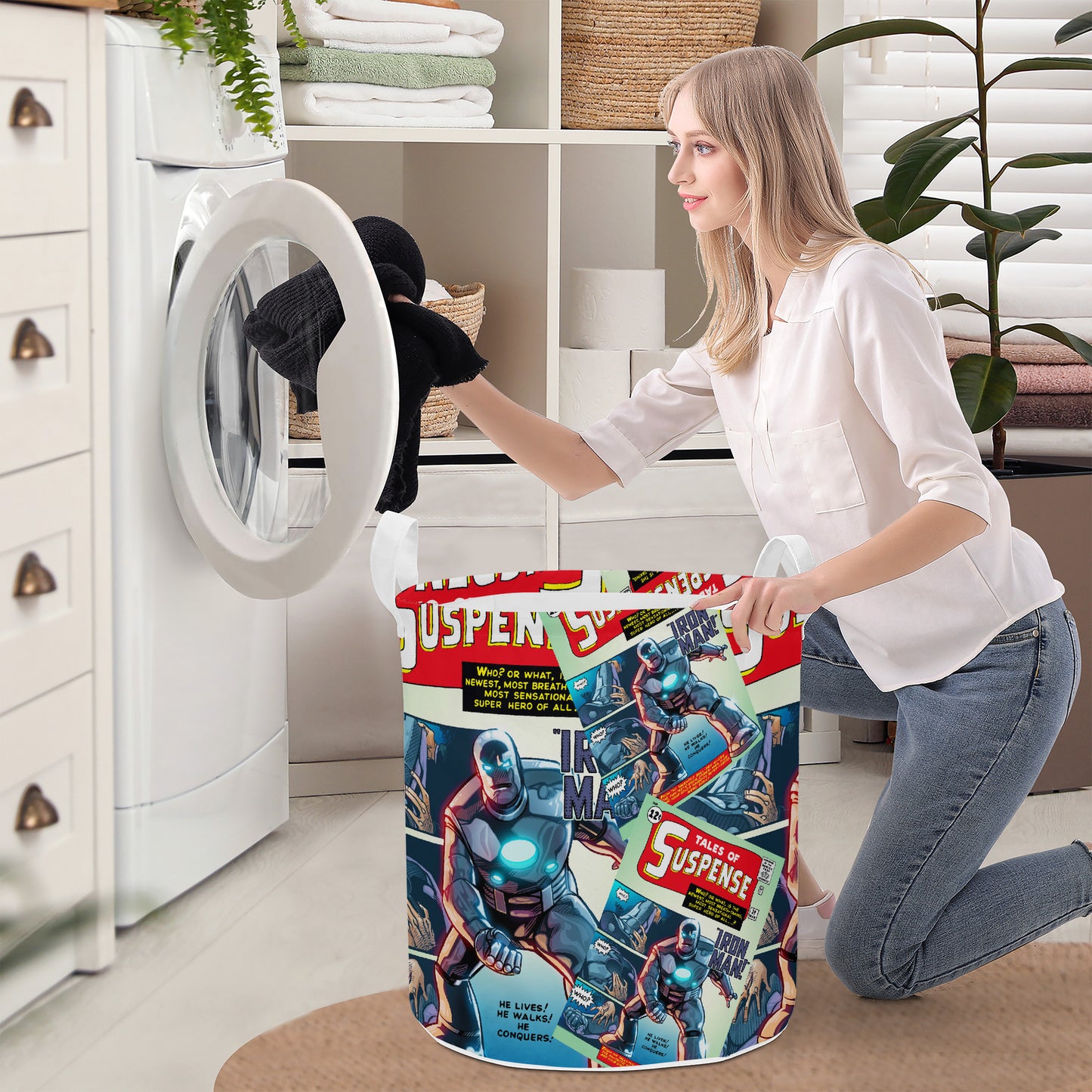Indestructible Man Of Iron Comic Laundry Basket