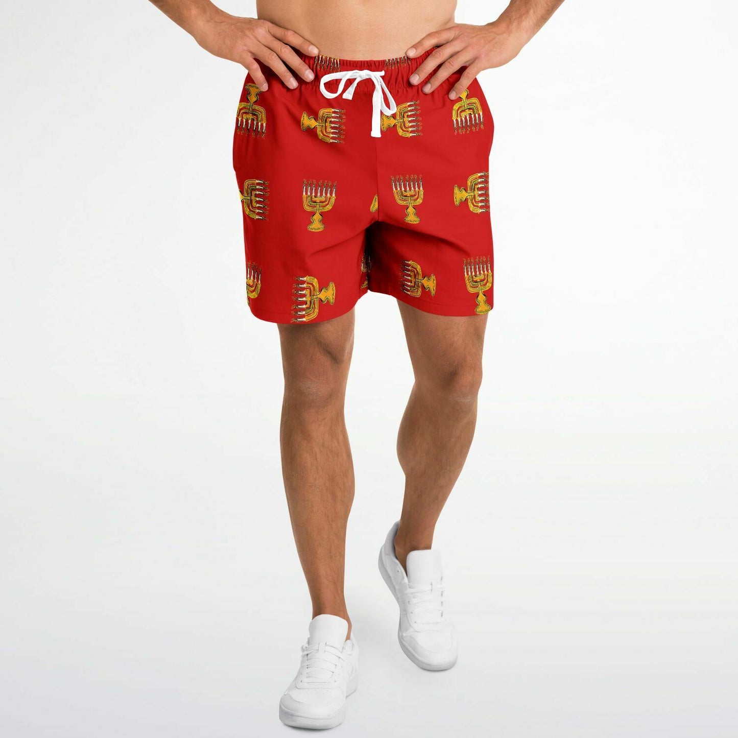 Hebrew Israelite Menorah Pattern Casual Shorts Red