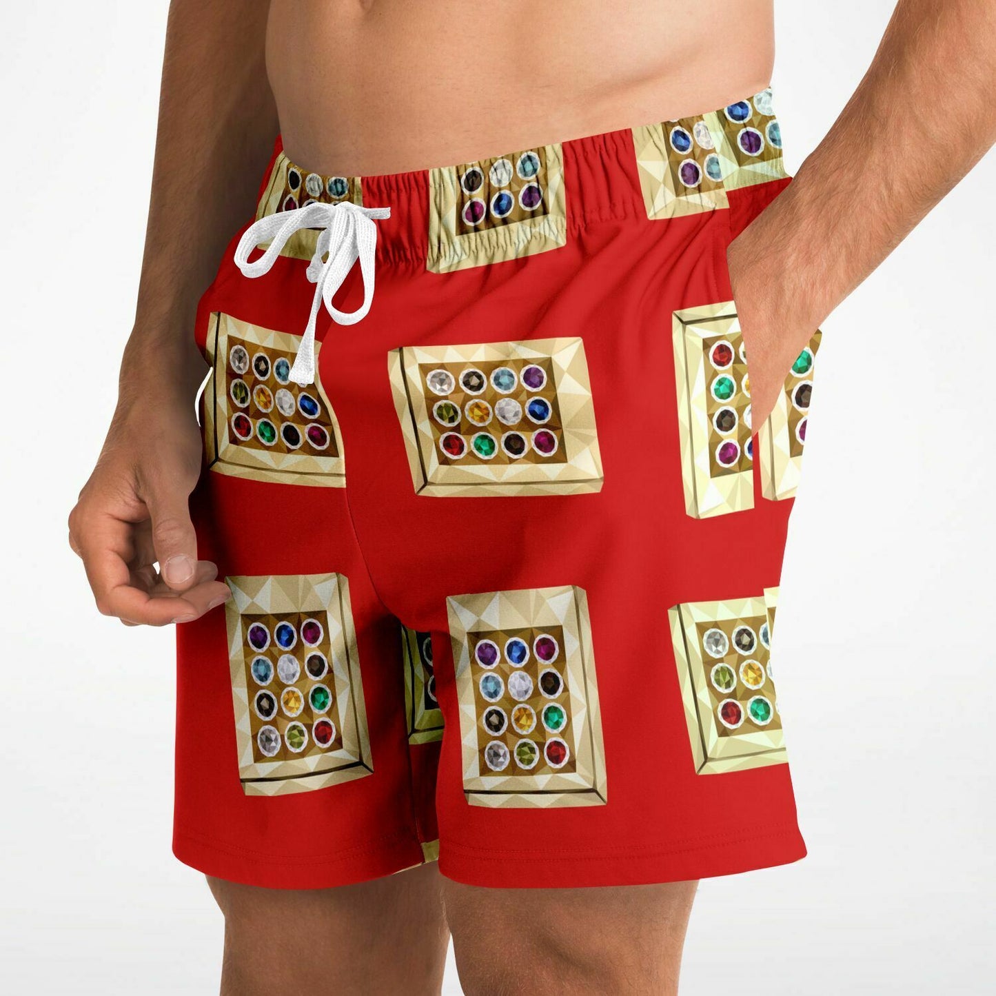 Hebrew Israelite Hoshen Pattern Casual Shorts Red