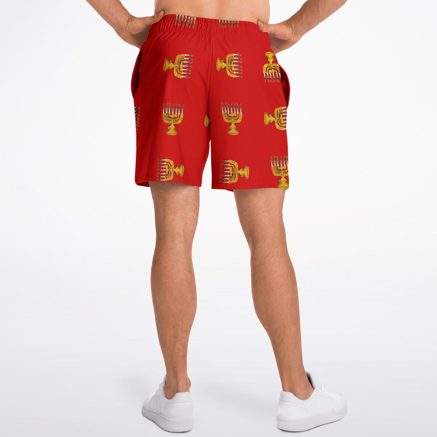 Hebrew Israelite Menorah Pattern Casual Shorts Red