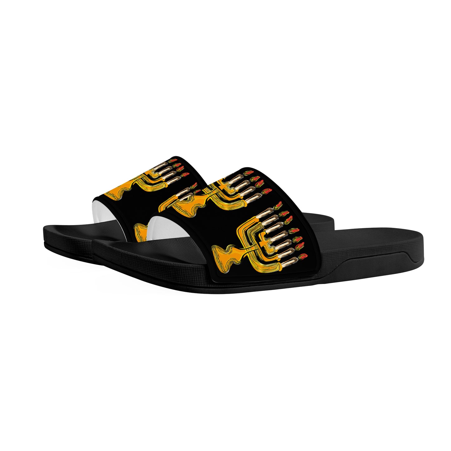 Menorah Slide Sandals - Black