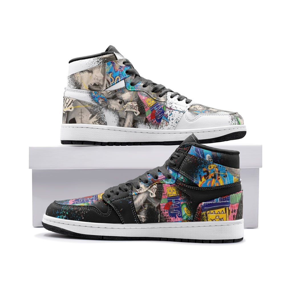 Fighter Graffiti Leather High Tops