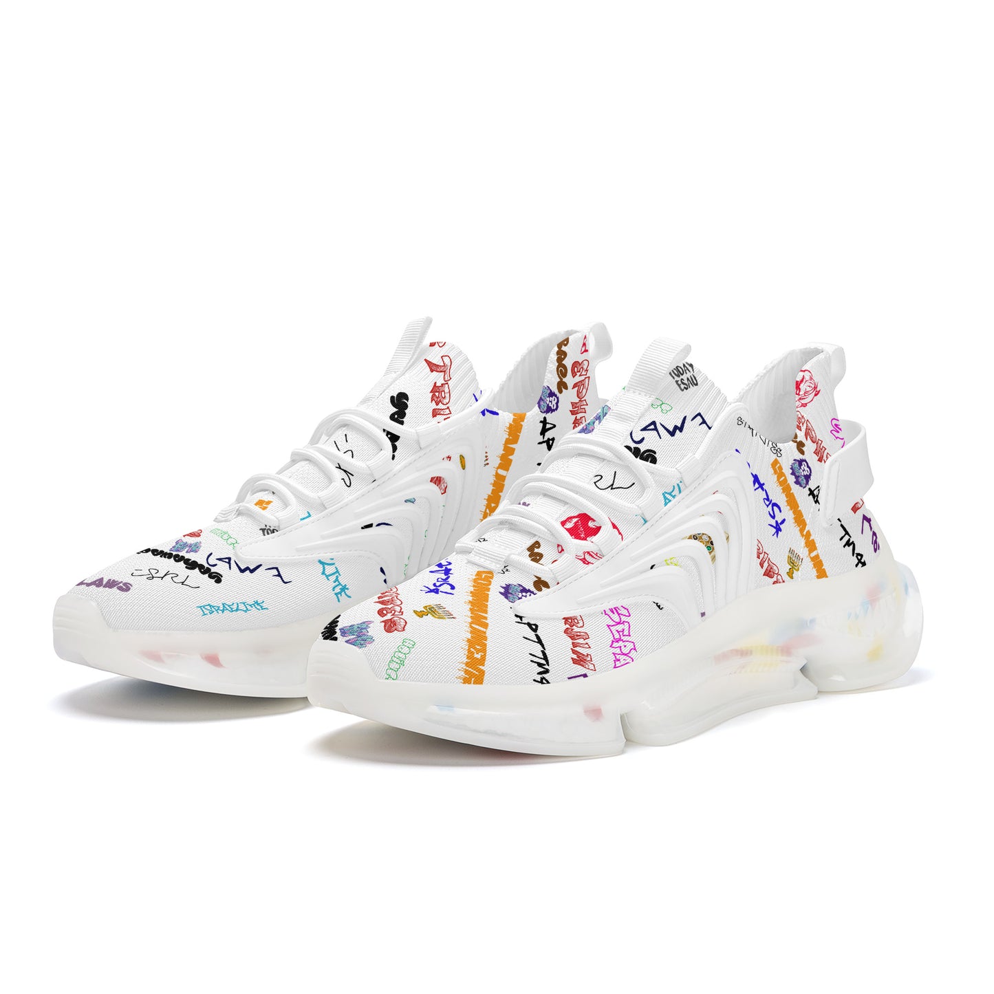 House Of Joseph Co Hebrew Scribbles Reaction Athletic Sneakers White