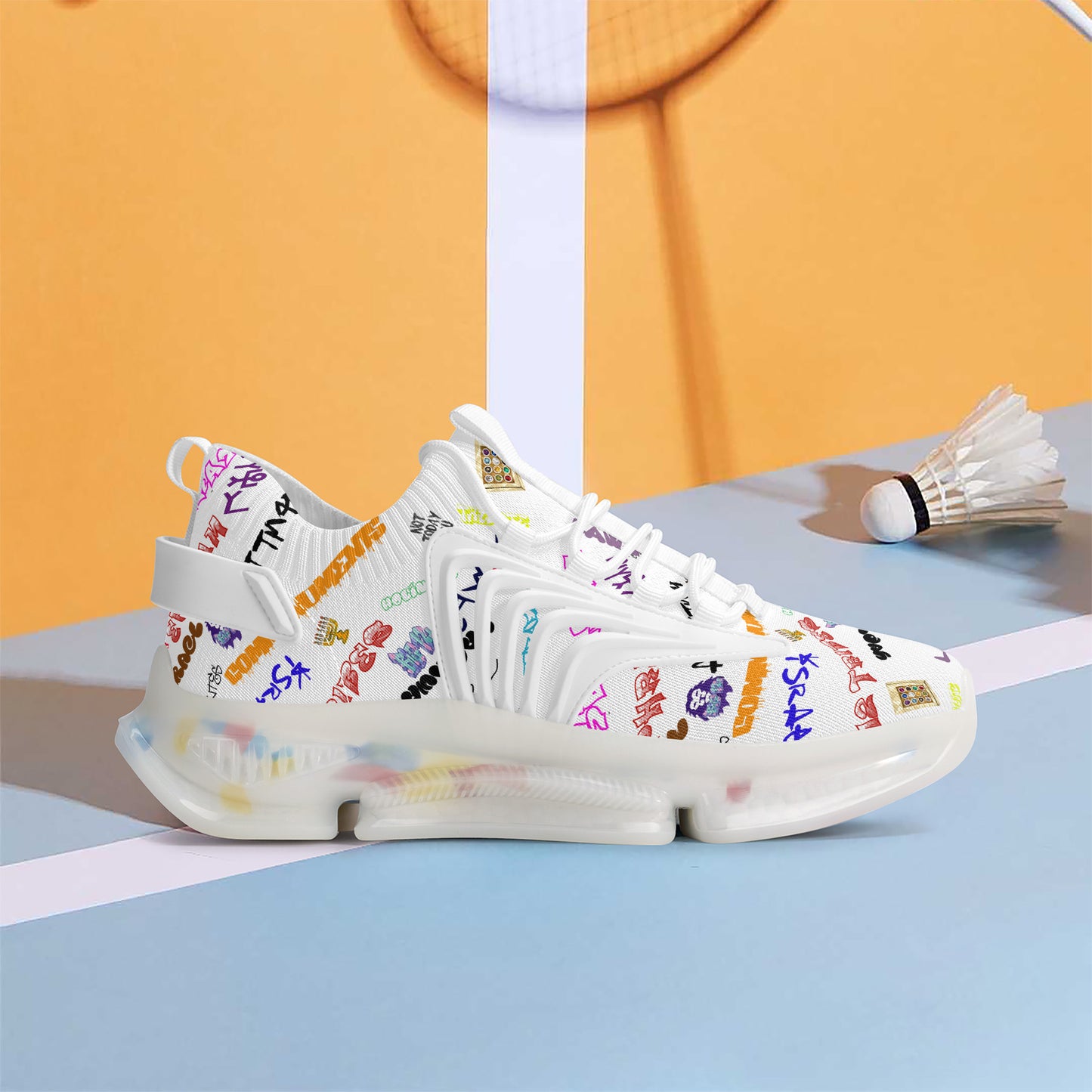 House Of Joseph Co Hebrew Scribbles Reaction Athletic Sneakers White