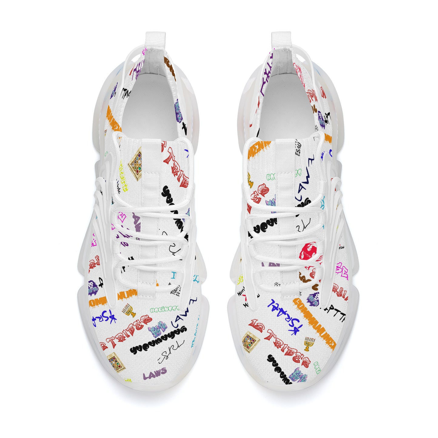 House Of Joseph Co Hebrew Scribbles Reaction Athletic Sneakers White