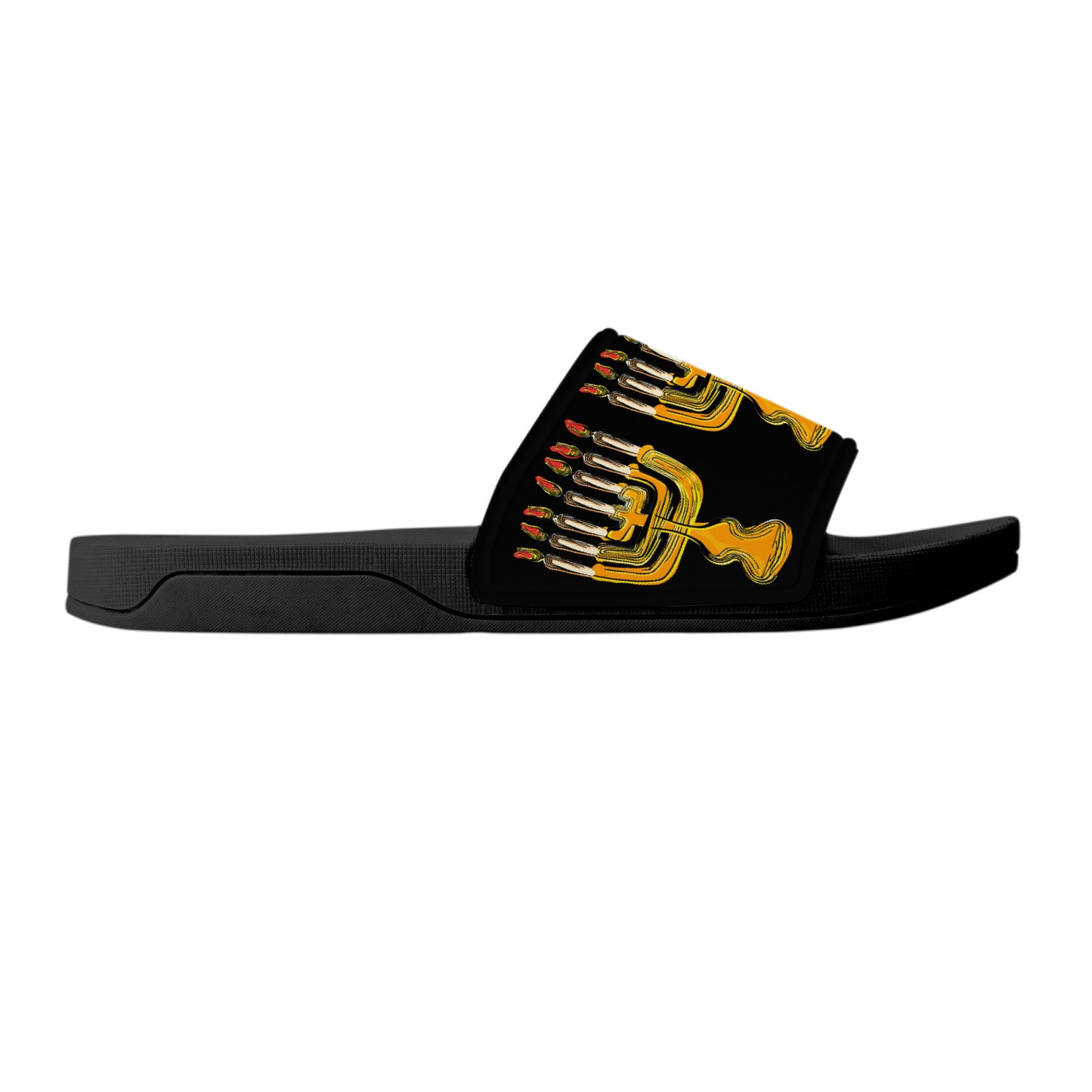 Menorah Slide Sandals - Black